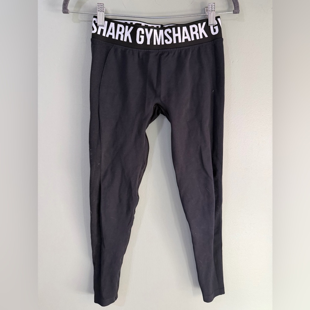 GYMSHARK Logo Waistband Seamless Leggings black and white size medium